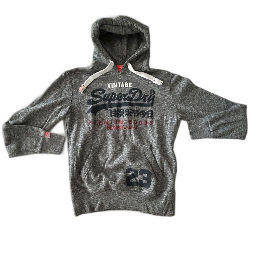 Superdry Vintage Premium Goods Gray Graphic Pullover Hoodie